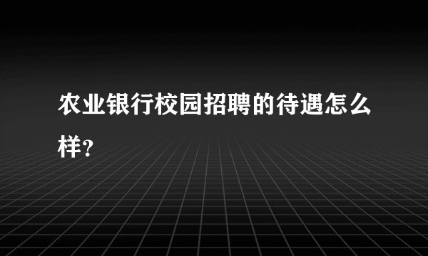 农业银行校园招聘的待遇怎么样？
