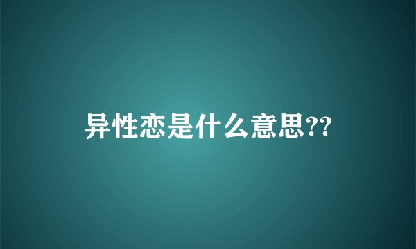 异性恋是什么意思??