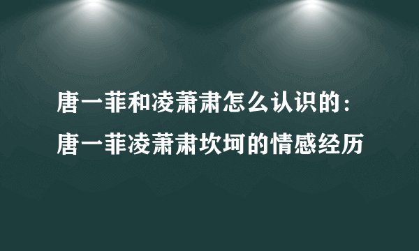 唐一菲和凌萧肃怎么认识的：唐一菲凌萧肃坎坷的情感经历