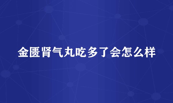金匮肾气丸吃多了会怎么样