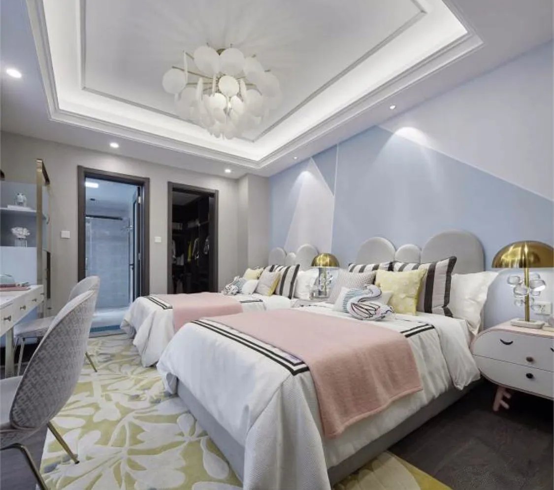 相比上下铺，双人床的儿童房，更安全宽敞！