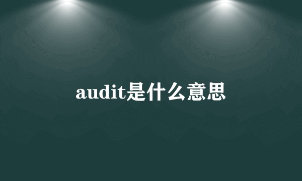 audit是什么意思