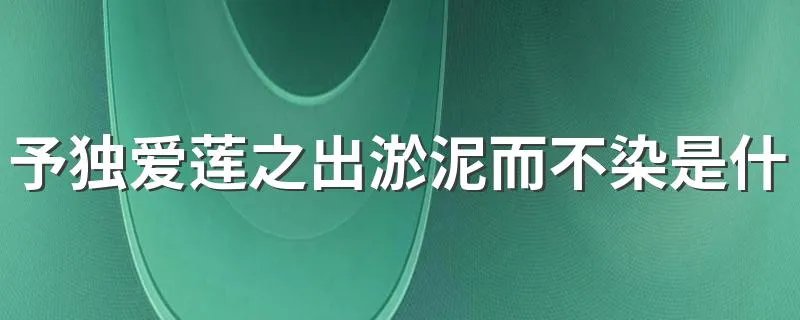 予独爱莲之出淤泥而不染是什么意思 爱莲说原文及译文