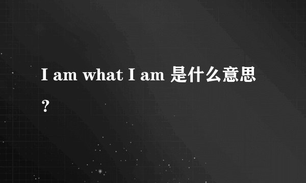 I am what I am 是什么意思？
