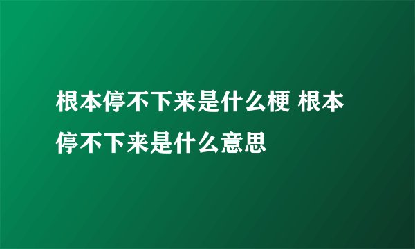 根本停不下来是什么梗 根本停不下来是什么意思
