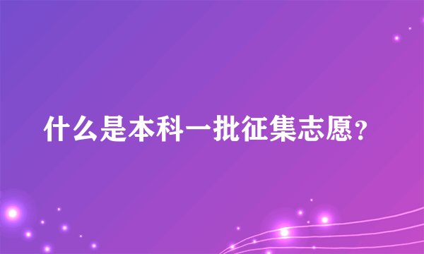什么是本科一批征集志愿？