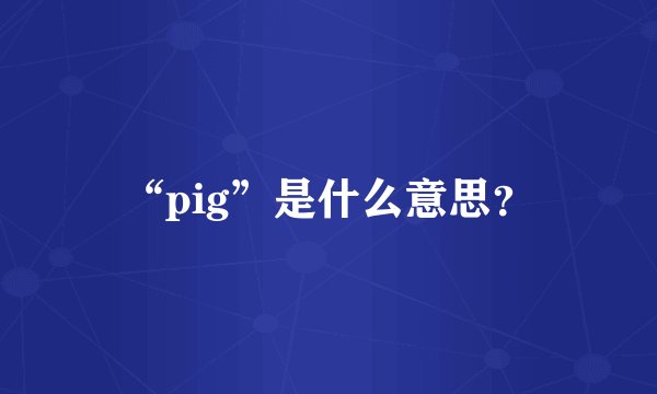 “pig”是什么意思？