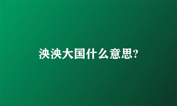 泱泱大国什么意思?