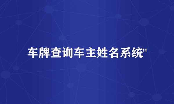 车牌查询车主姓名系统
