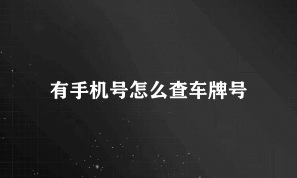 有手机号怎么查车牌号