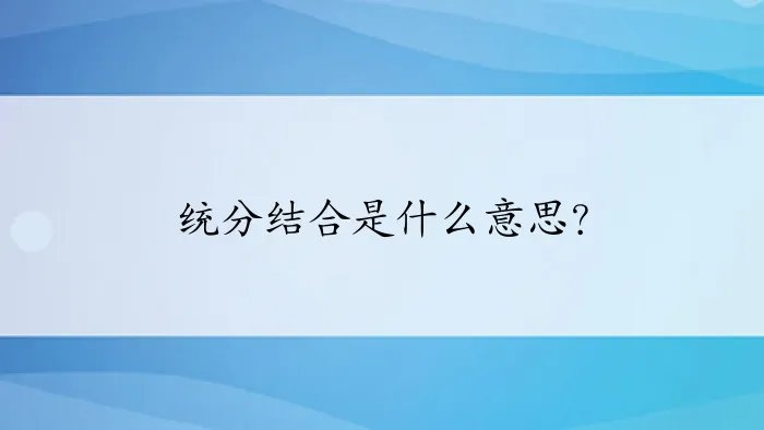 统分结合是什么意思？