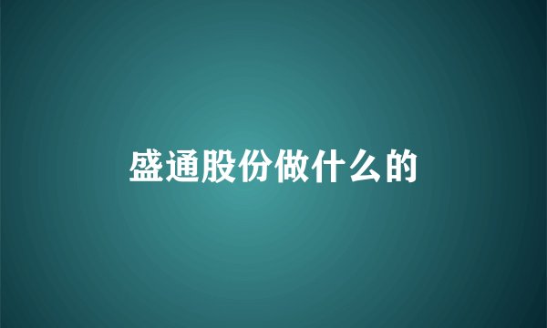 盛通股份做什么的