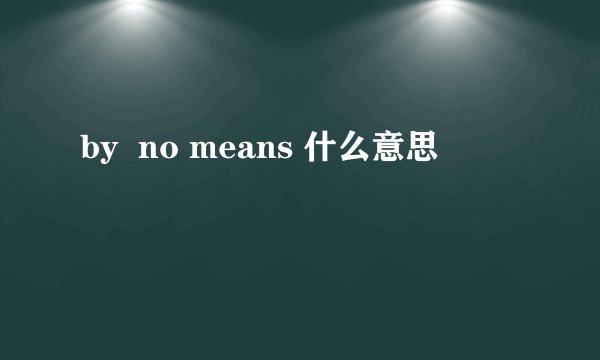 by no means 什么意思