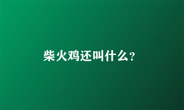 柴火鸡还叫什么？