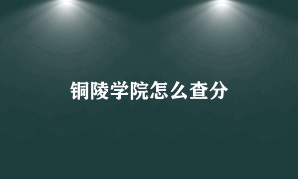 铜陵学院怎么查分