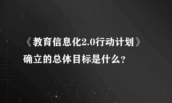 《教育信息化2.0行动计划》确立的总体目标是什么？