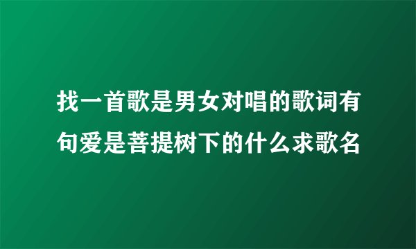 找一首歌是男女对唱的歌词有句爱是菩提树下的什么求歌名
