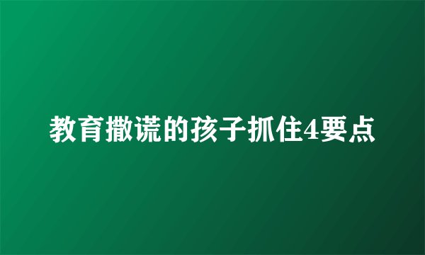 教育撒谎的孩子抓住4要点