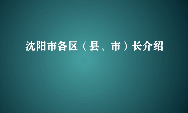 沈阳市各区（县、市）长介绍