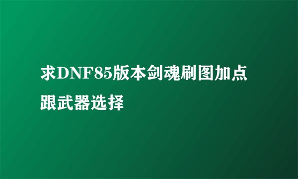 求DNF85版本剑魂刷图加点跟武器选择