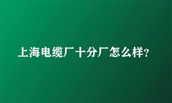 上海电缆厂十分厂怎么样？