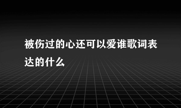 被伤过的心还可以爱谁歌词表达的什么