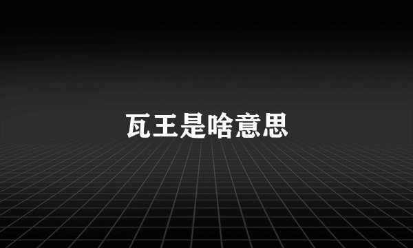 瓦王是啥意思