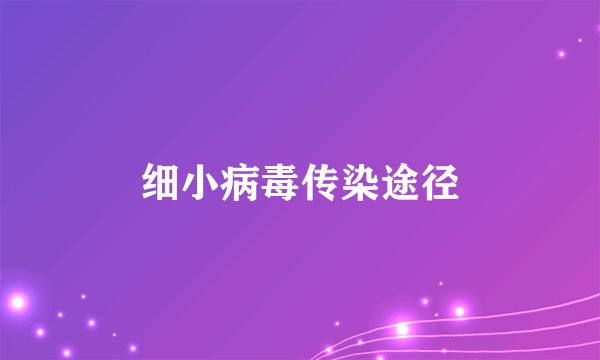 细小病毒传染途径