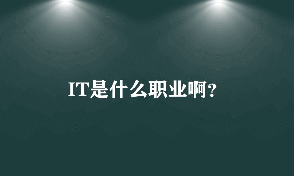 IT是什么职业啊？