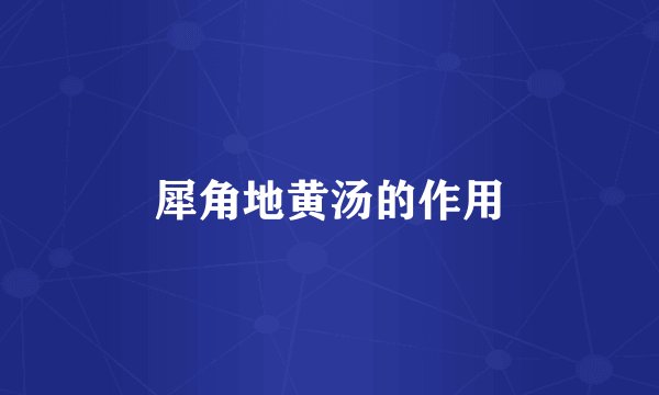 犀角地黄汤的作用