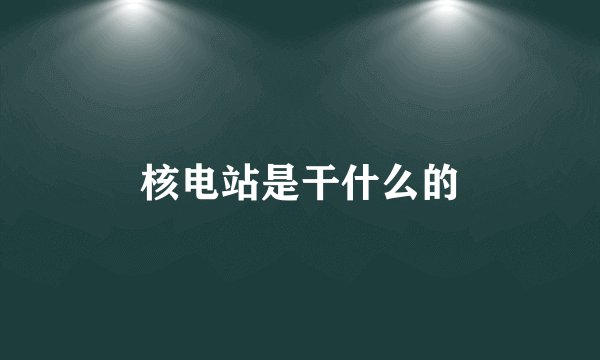 核电站是干什么的