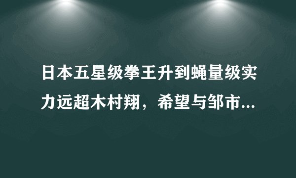 日本五星级拳王升到蝇量级实力远超木村翔，希望与邹市明强强碰撞