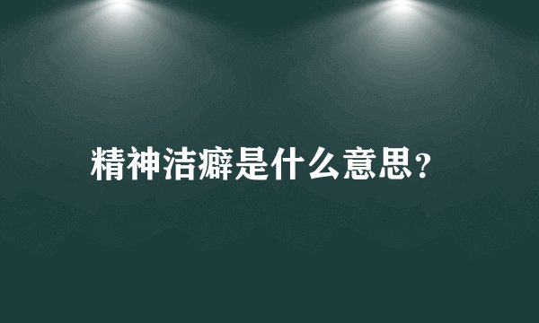 精神洁癖是什么意思？