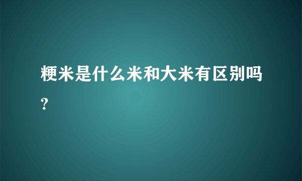 粳米是什么米和大米有区别吗?