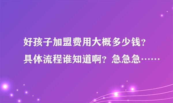 好孩子加盟费用大概多少钱？具体流程谁知道啊？急急急……