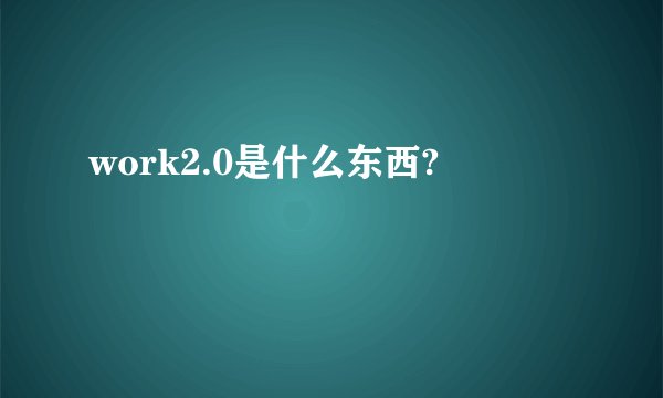 work2.0是什么东西?