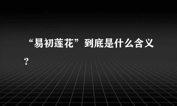 “易初莲花”到底是什么含义？