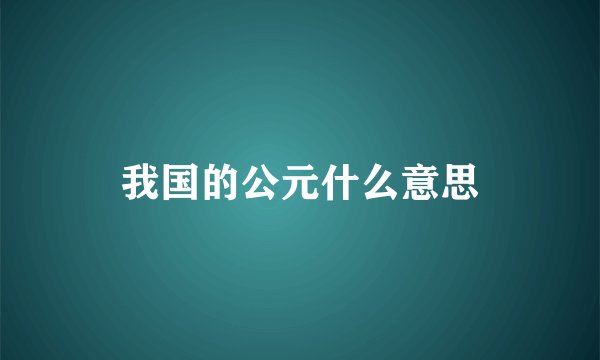 我国的公元什么意思