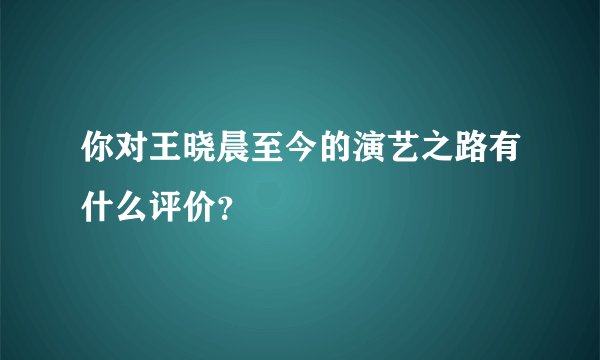 你对王晓晨至今的演艺之路有什么评价？