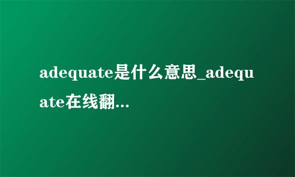 adequate是什么意思_adequate在线翻译_英语_读音_用法_例句