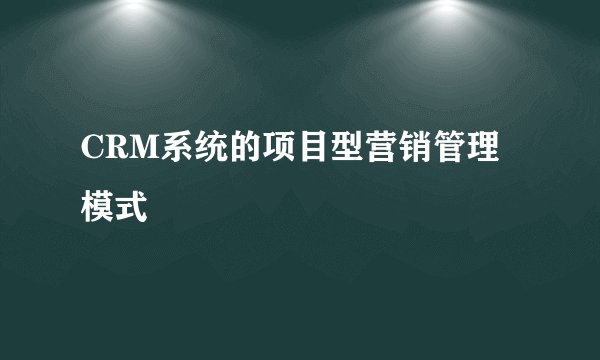 CRM系统的项目型营销管理模式
