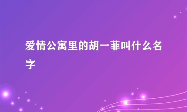 爱情公寓里的胡一菲叫什么名字