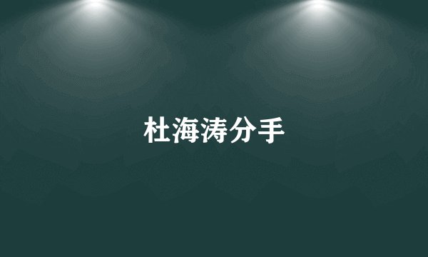 杜海涛分手