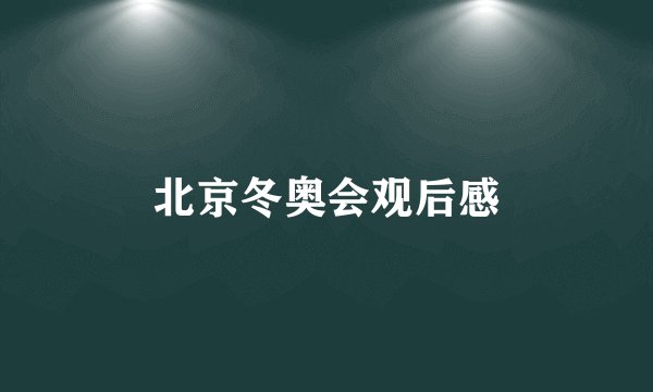 北京冬奥会观后感
