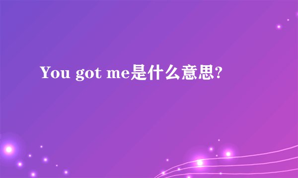 You got me是什么意思?