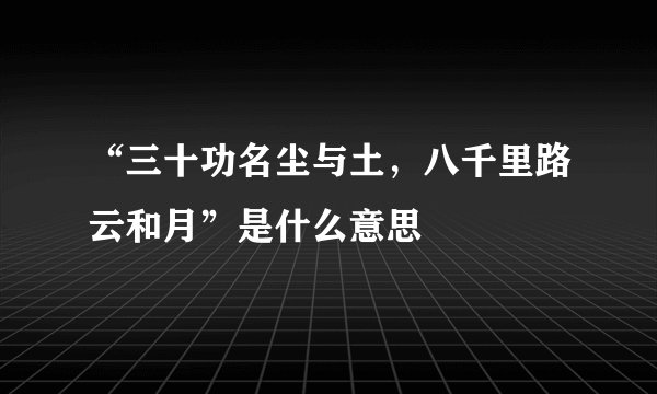 “三十功名尘与土，八千里路云和月”是什么意思