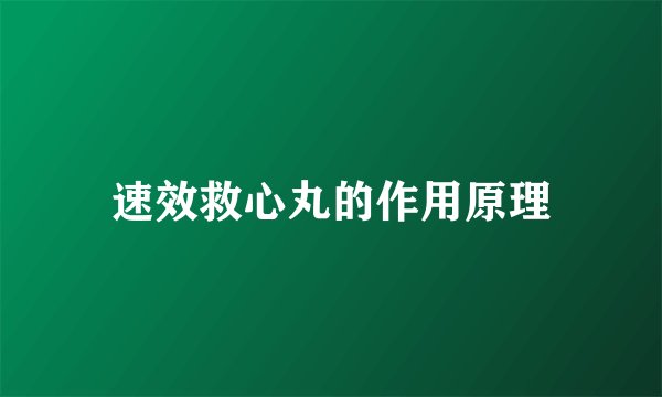 速效救心丸的作用原理