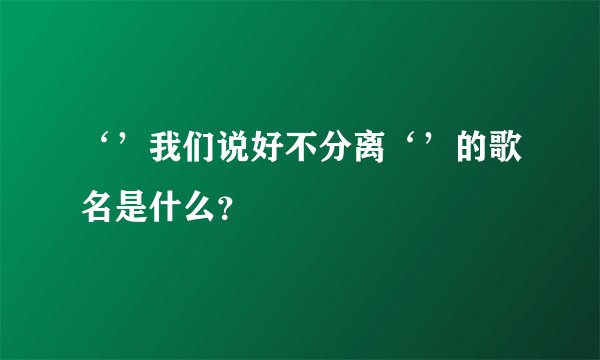 ‘’我们说好不分离‘’的歌名是什么？
