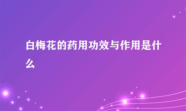 白梅花的药用功效与作用是什么