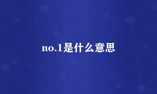 no.1是什么意思